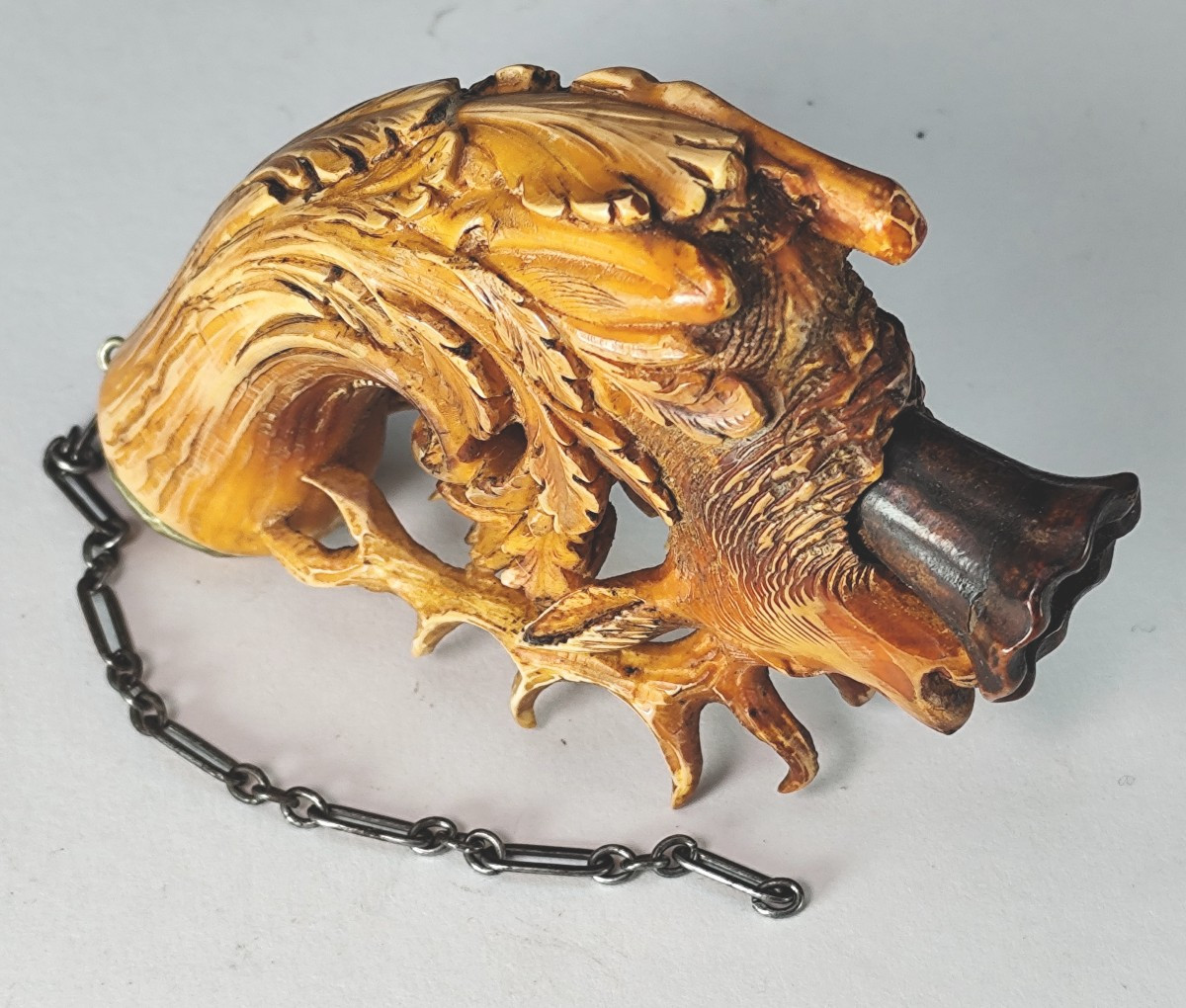 The Roar Of  Great Stag, Meerschaum Pipe Head, Viennese Art, 19th Century-photo-3