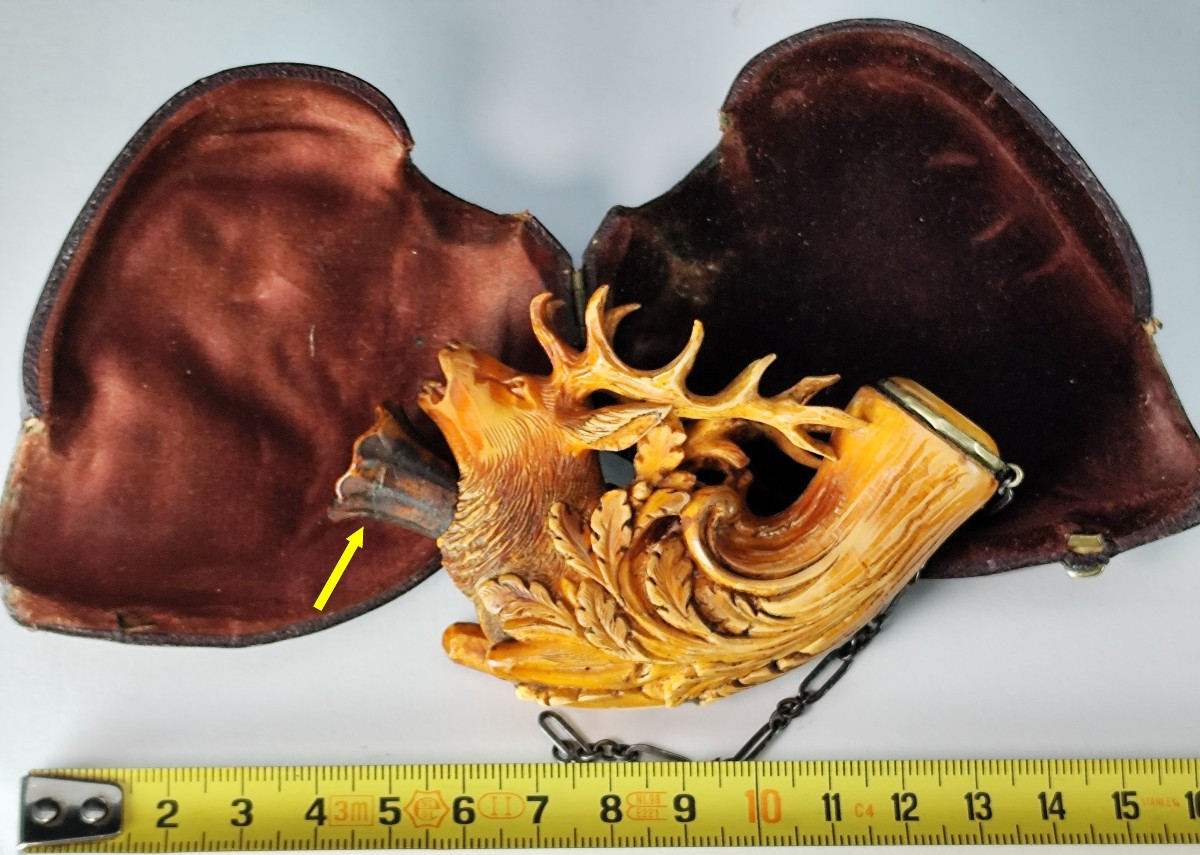 The Roar Of  Great Stag, Meerschaum Pipe Head, Viennese Art, 19th Century-photo-4