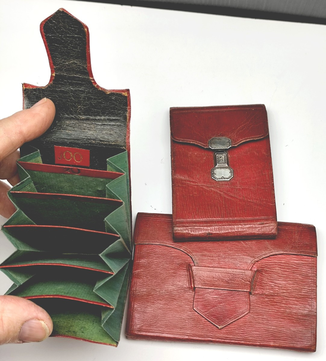 Philadelphie, daté 1800 : Carnets maroquin rouge d’un marin, Joli lot de 3-photo-3