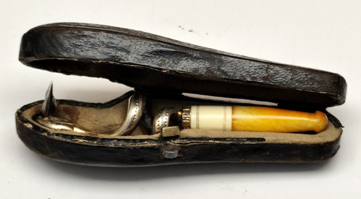 Curiosité : Fume cigare au serpent, yeux de turquoise, étui, 19e-photo-3
