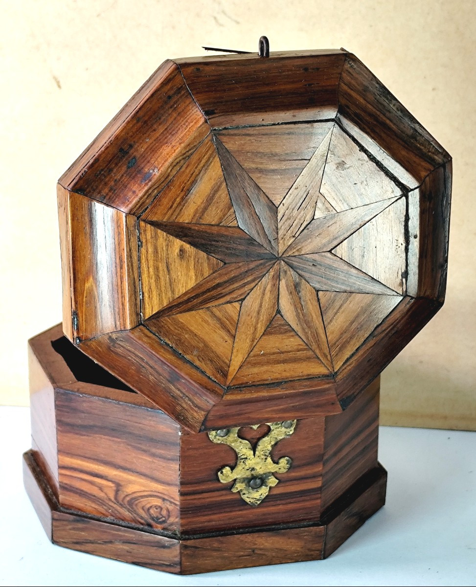 Small Kiosk Box, Inlaid From Precious Woods, Louis XIV Period