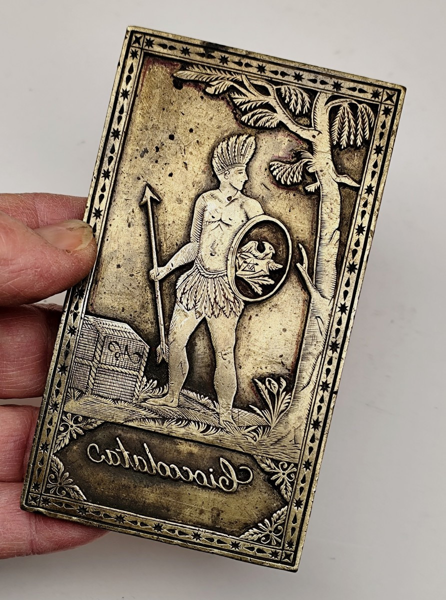 Musée du Chocolat : Plaque à dorer en bronze , vers 1840 pour tablettes de luxe-photo-3