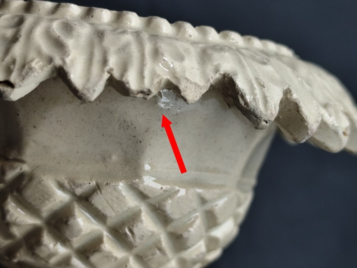 French 18th C Salt Cellar Pair, Terre Vernissée Creamware-photo-4