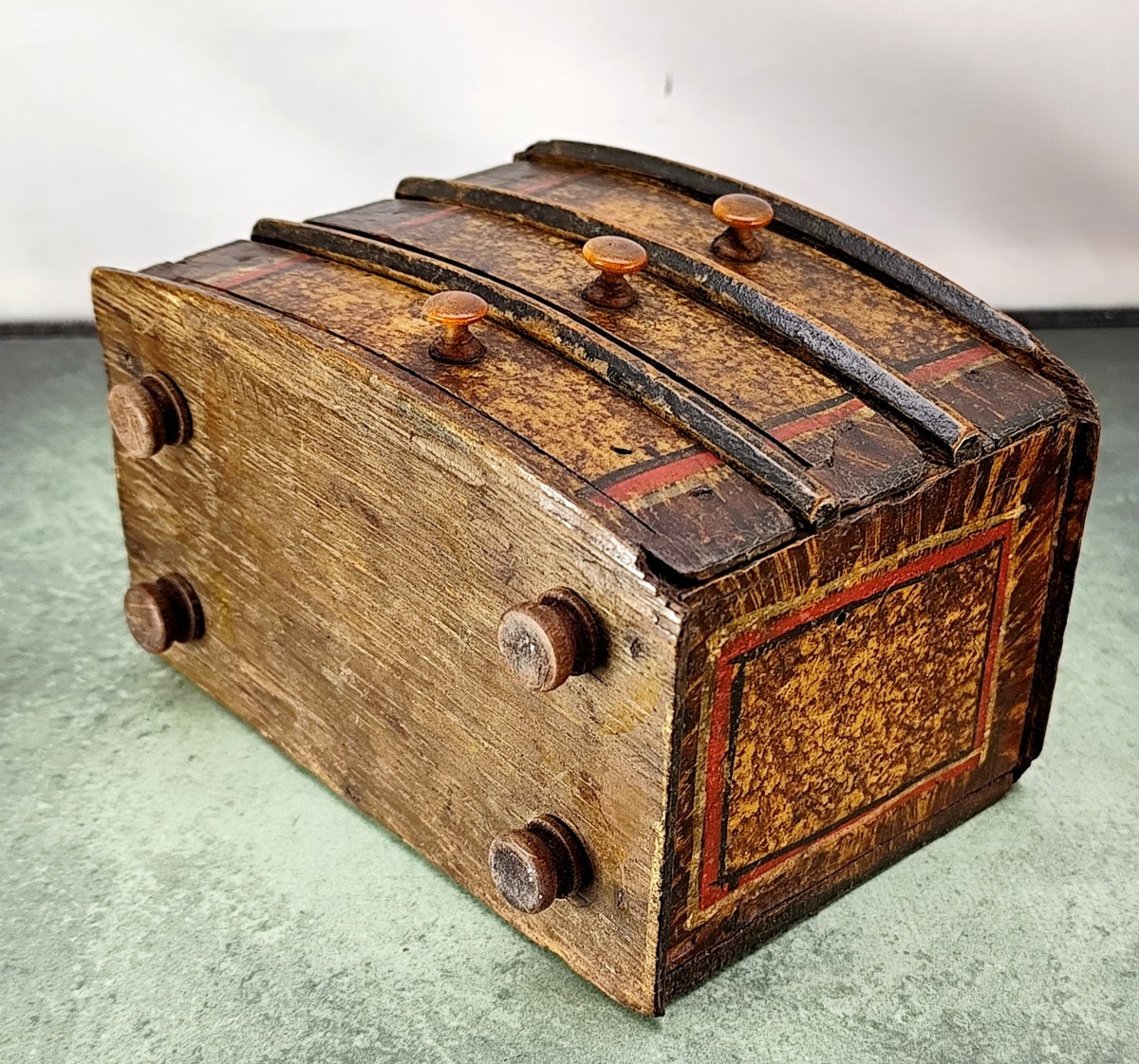 Naïve-style Box With 3 Drawers, Painted Wood, 18th Century, Found Condition-photo-3