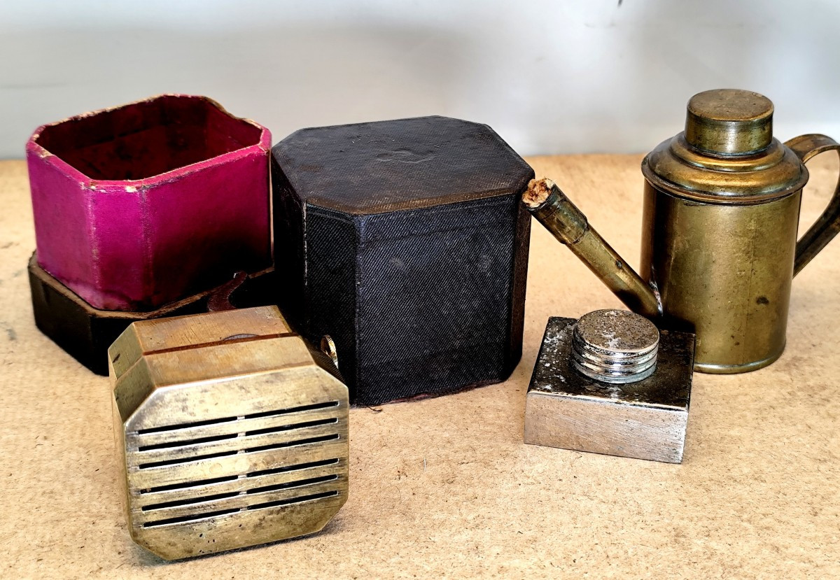 Blown Glass Suction Cups, Automatic Scarifier: Antique Medical Kit