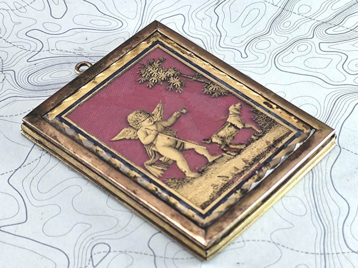 Double-sided églomisé Medallion, Directoire Period, Love Gift-photo-2