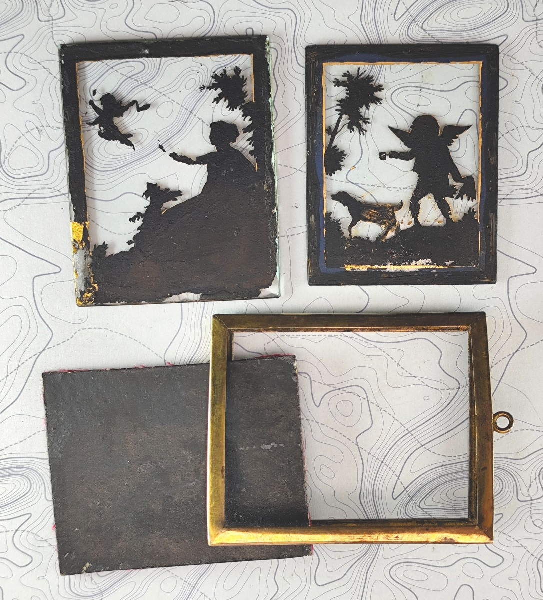Double-sided églomisé Medallion, Directoire Period, Love Gift-photo-4
