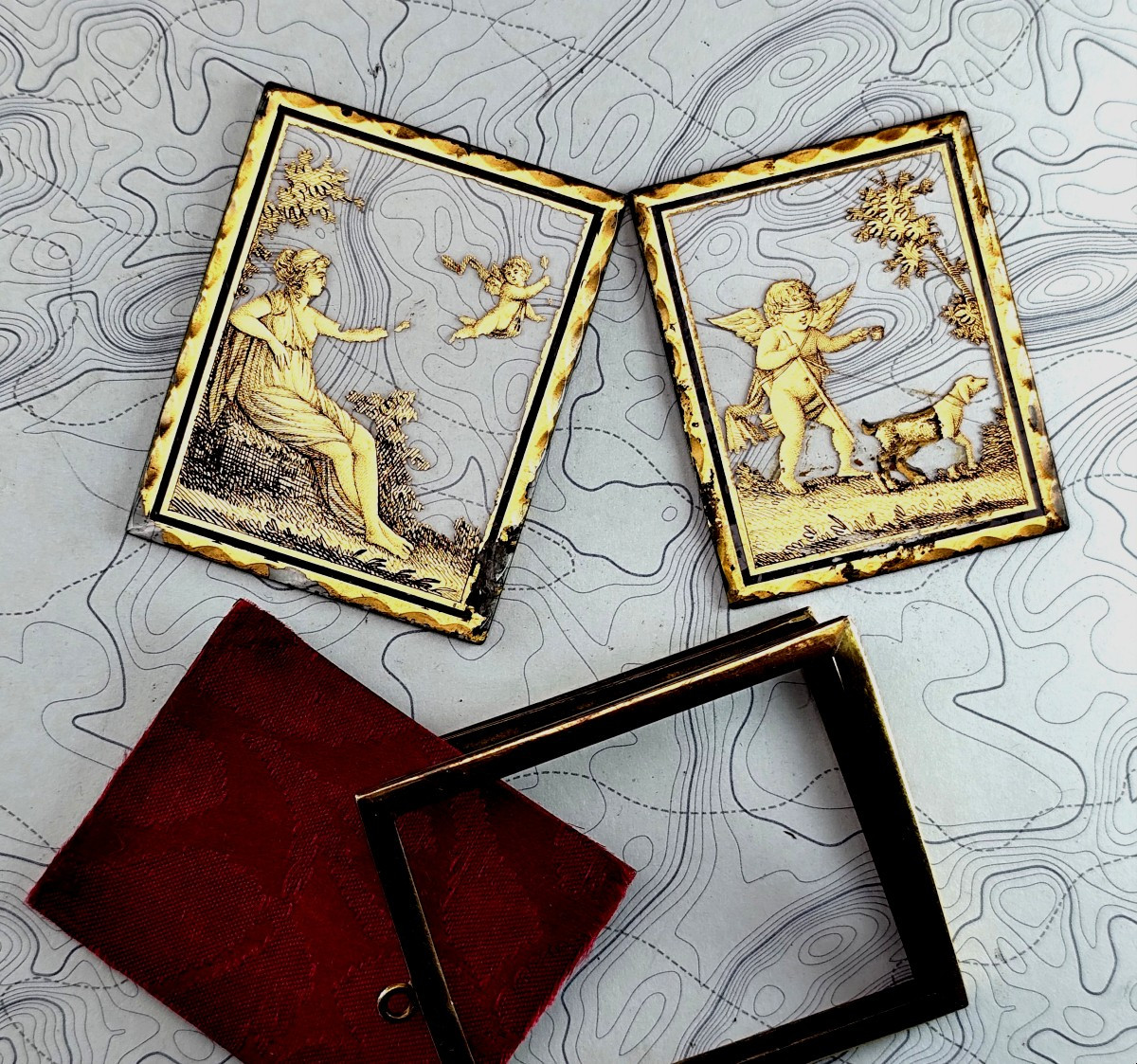 Double-sided églomisé Medallion, Directoire Period, Love Gift-photo-1