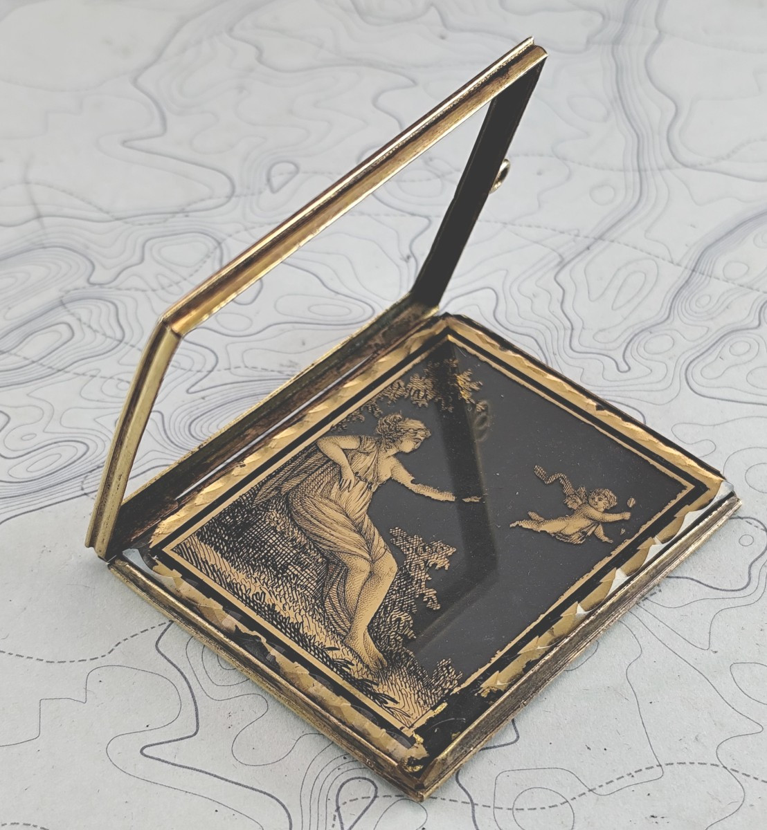 Double-sided églomisé Medallion, Directoire Period, Love Gift-photo-3