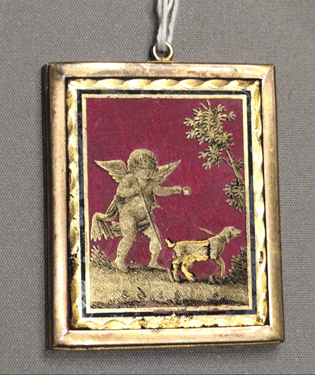 Double-sided églomisé Medallion, Directoire Period, Love Gift-photo-4