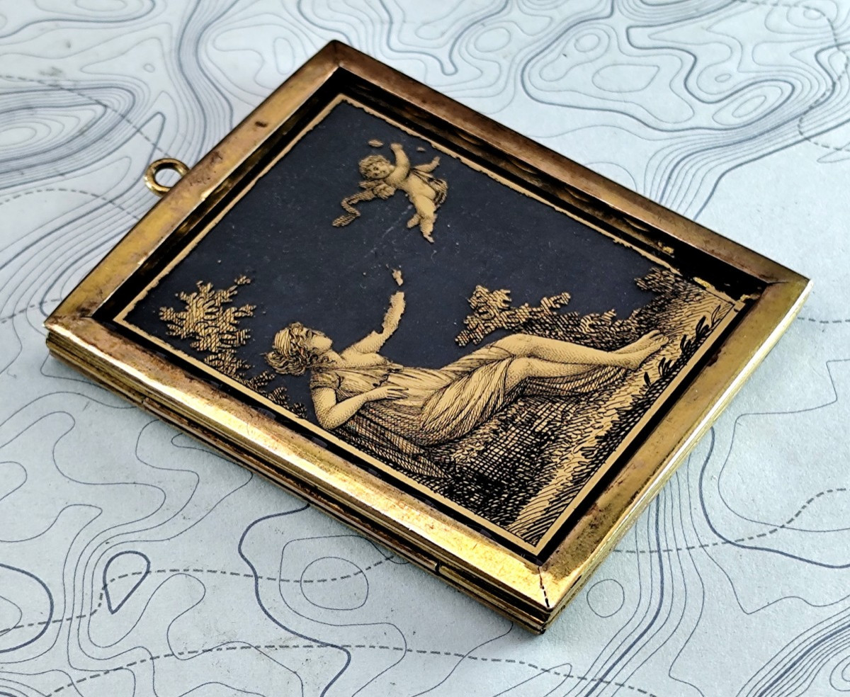 Double-sided églomisé Medallion, Directoire Period, Love Gift