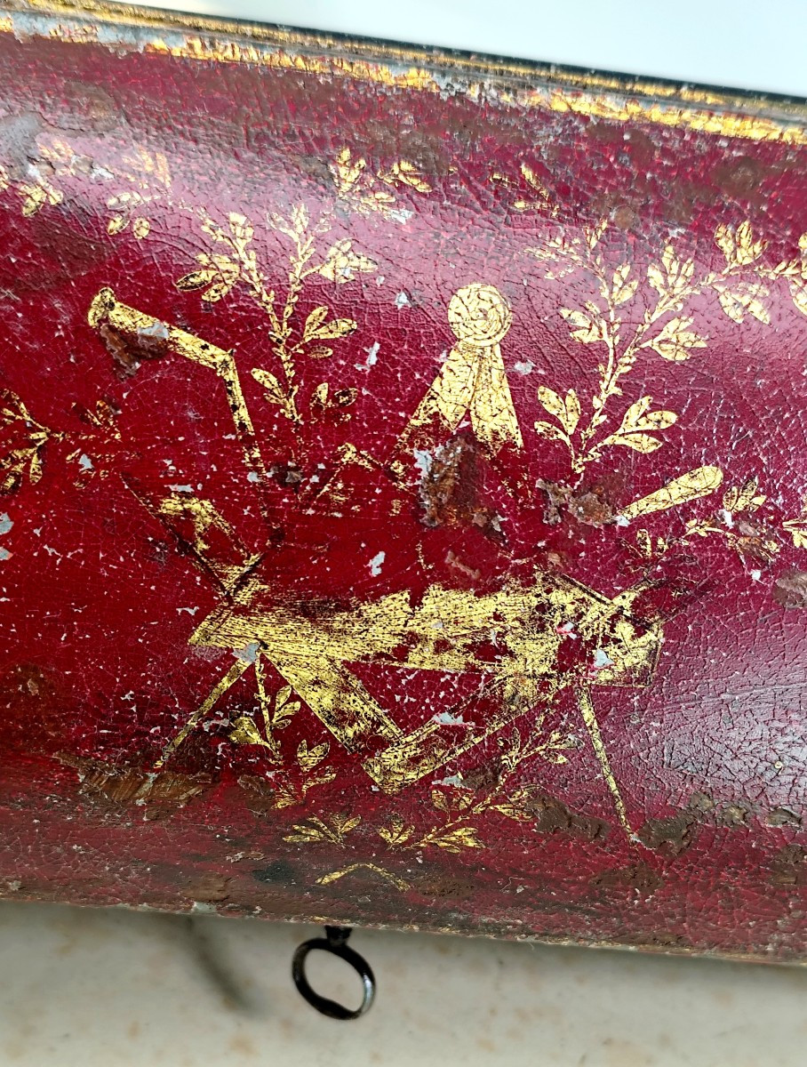 Freemason's Box, Painted Sheet Metal, 19th Century-photo-4