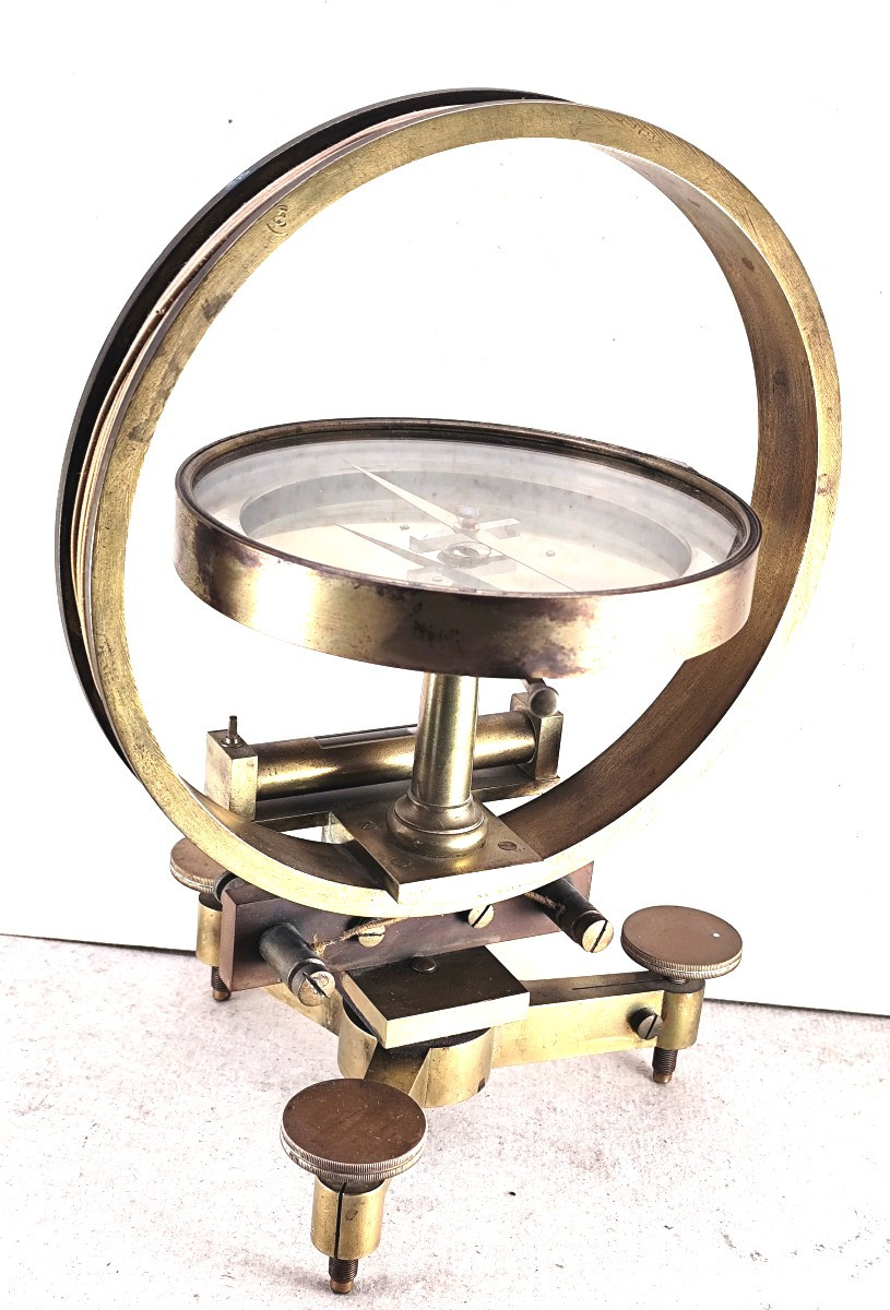 Electromagnetic Compass, Large Bronze Instrument Circa 1875, J. Salleron In Paris-photo-1