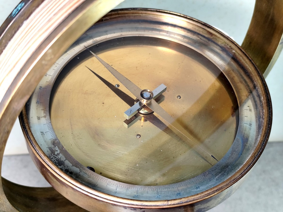 Electromagnetic Compass, Large Bronze Instrument Circa 1875, J. Salleron In Paris-photo-2