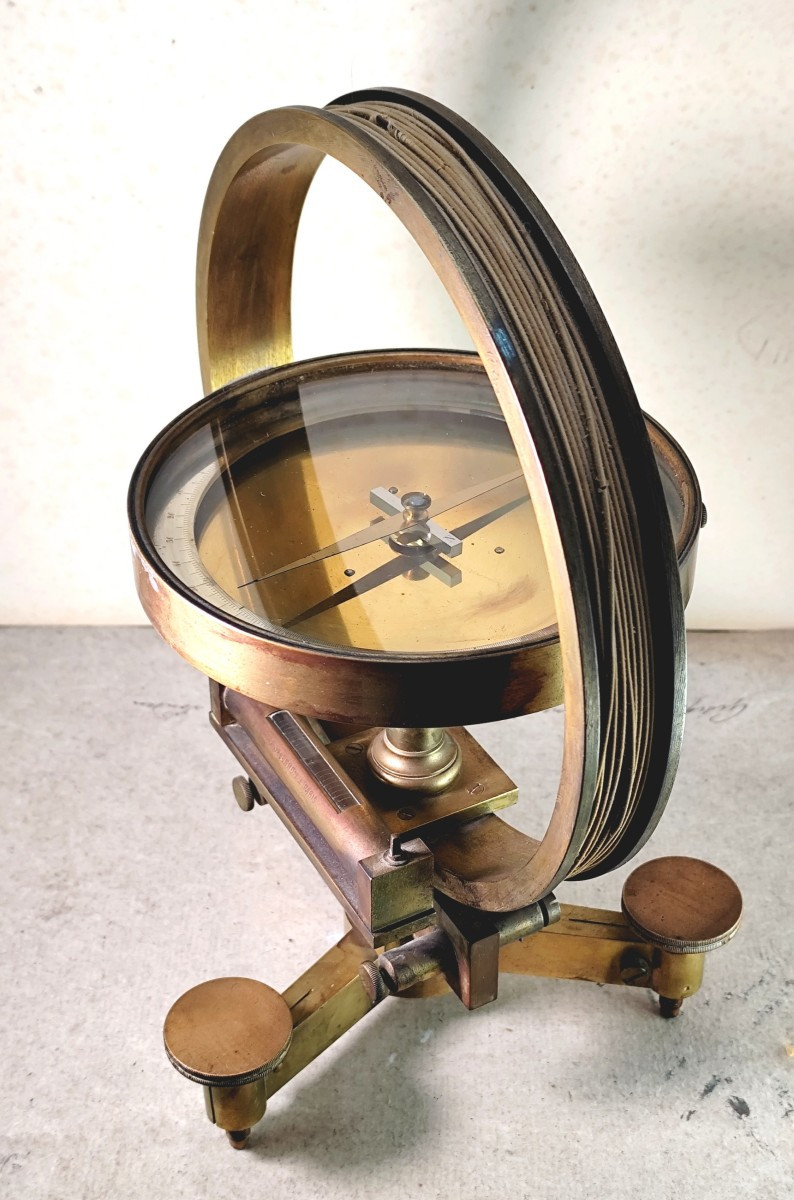 Electromagnetic Compass, Large Bronze Instrument Circa 1875, J. Salleron In Paris