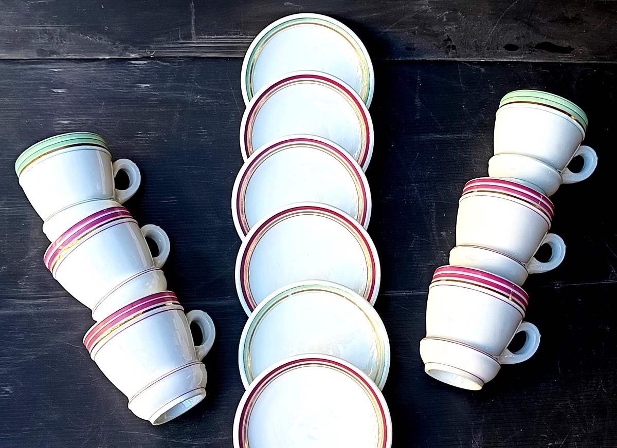 Set Of 6 Beautiful Louis Philippe Bistrot Coffee Torches, Intact, Extremely Thick: 4kg!-photo-2