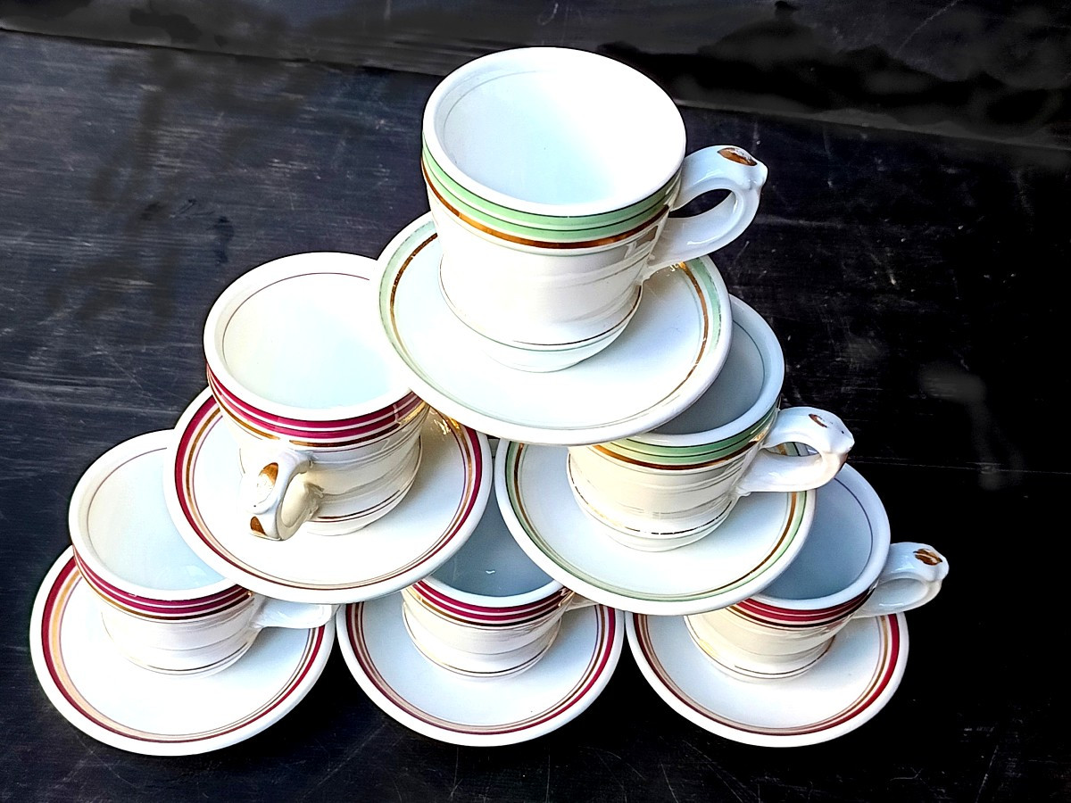 Set Of 6 Beautiful Louis Philippe Bistrot Coffee Torches, Intact, Extremely Thick: 4kg!-photo-4