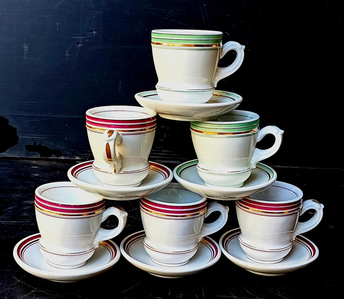 Set Of 6 Beautiful Louis Philippe Bistrot Coffee Torches, Intact, Extremely Thick: 4kg!