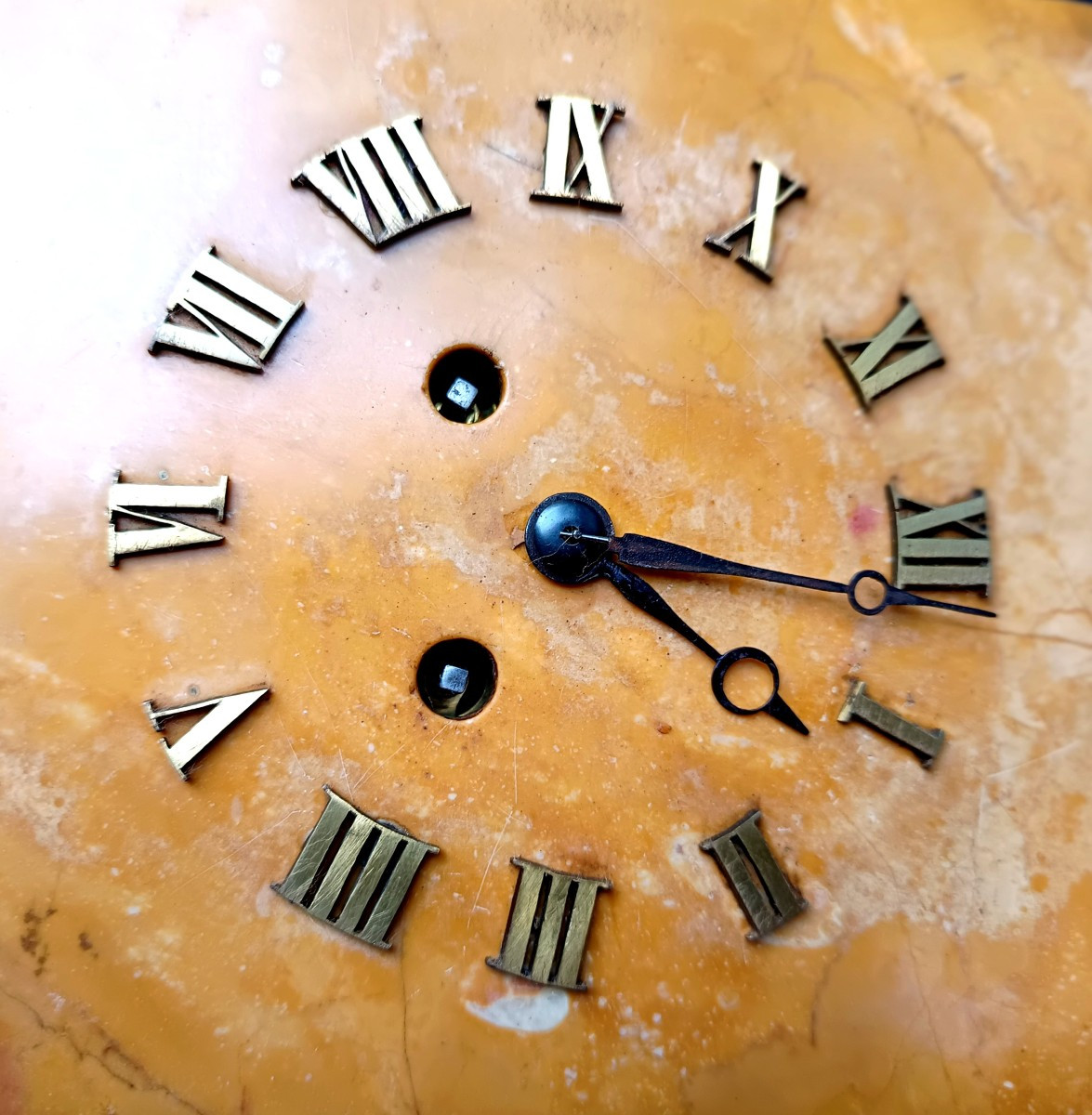 Pendule Borne Marbre de Sienne, Premier Empire ou 1820,  Horloger Pons, Paris-photo-2