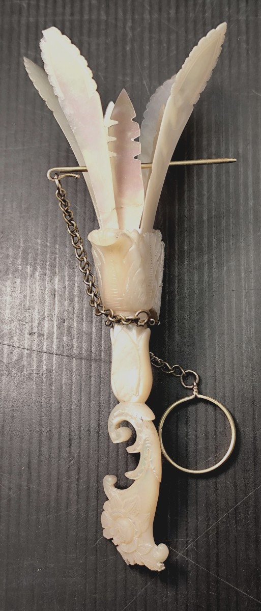Precious Bouquet Holder (posy), Entirely Mother-of-pearl, Late 19th Century