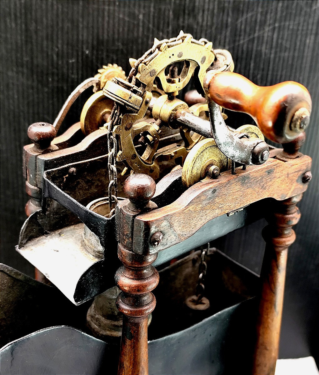 Invention 19e : maquette d’ascenseur à eau, Tôle, verre, bois laiton, belle curiosité.-photo-2