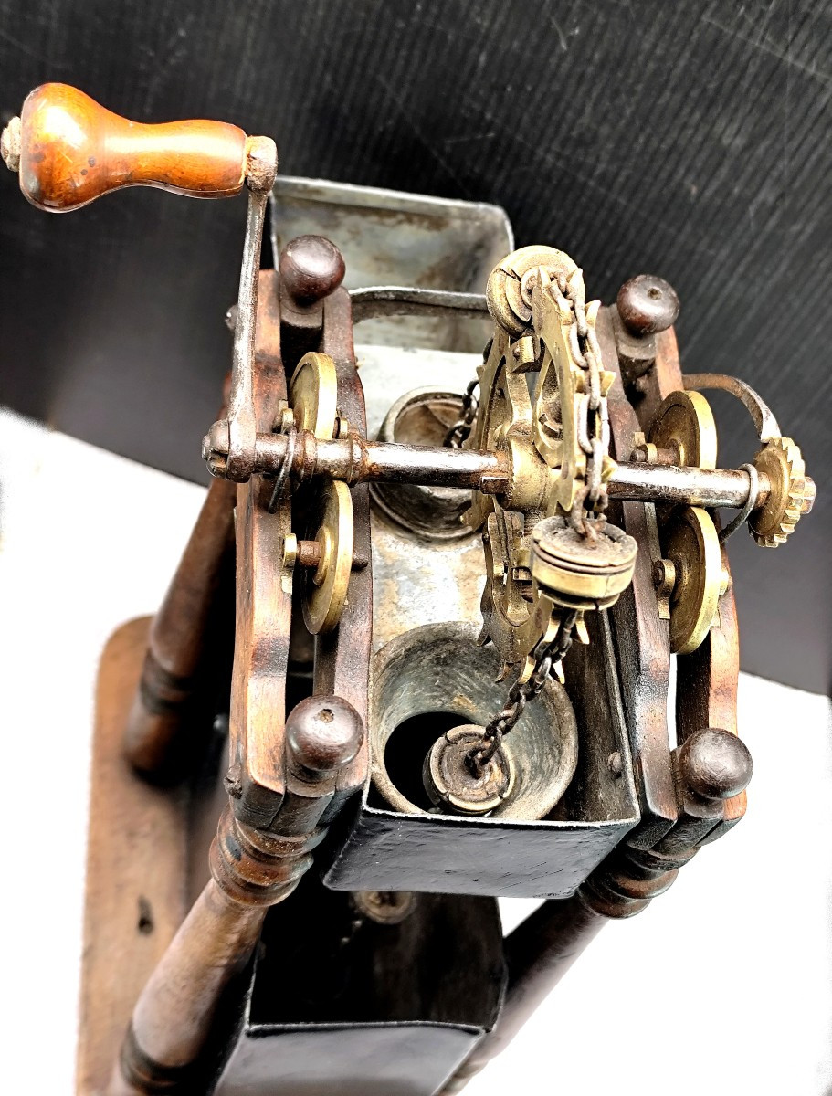 Invention 19e : maquette d’ascenseur à eau, Tôle, verre, bois laiton, belle curiosité.-photo-4