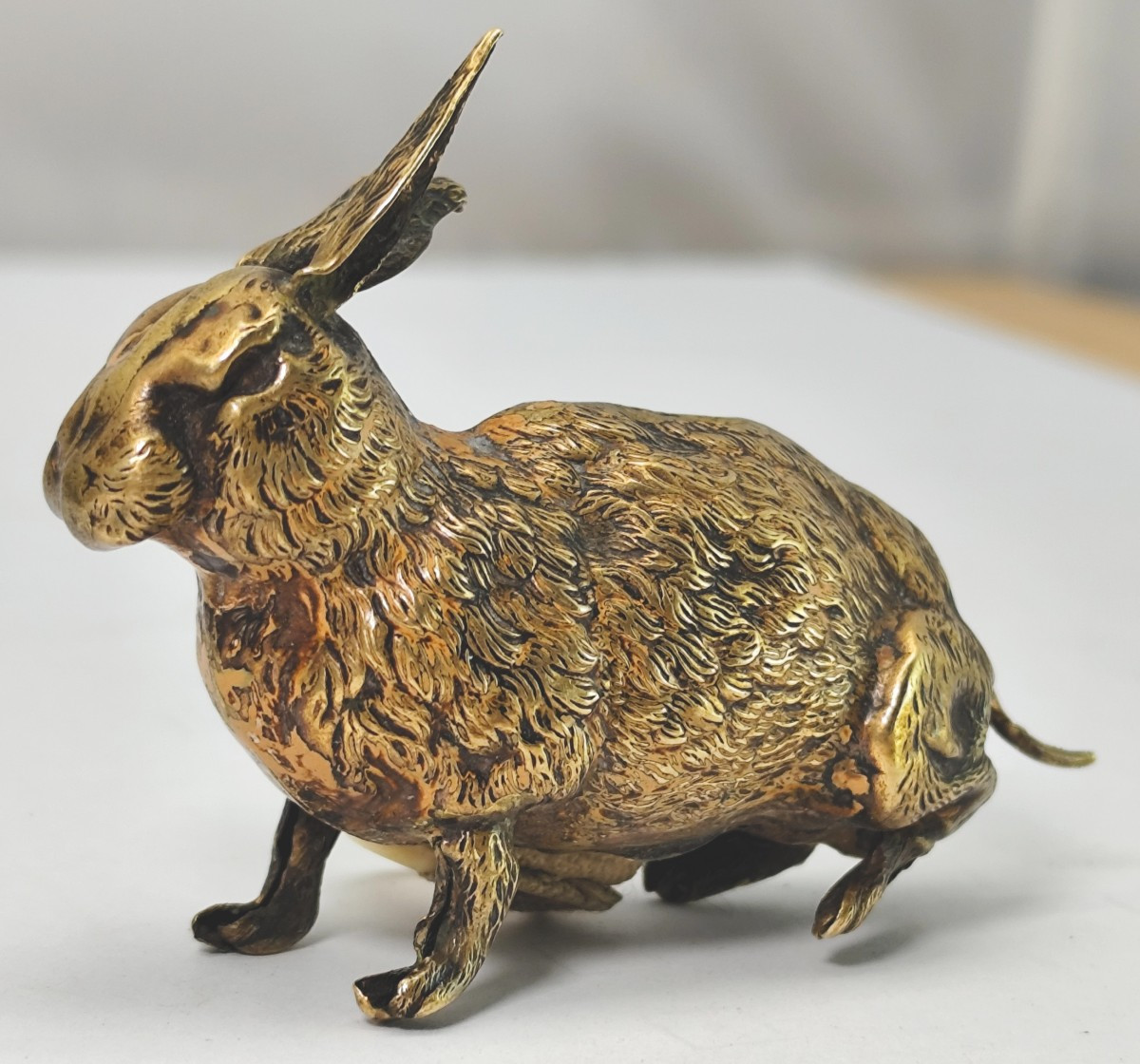 Rabbit-shaped Centimeter, Rare Late 19th-century Model, Stamped Brass-photo-2