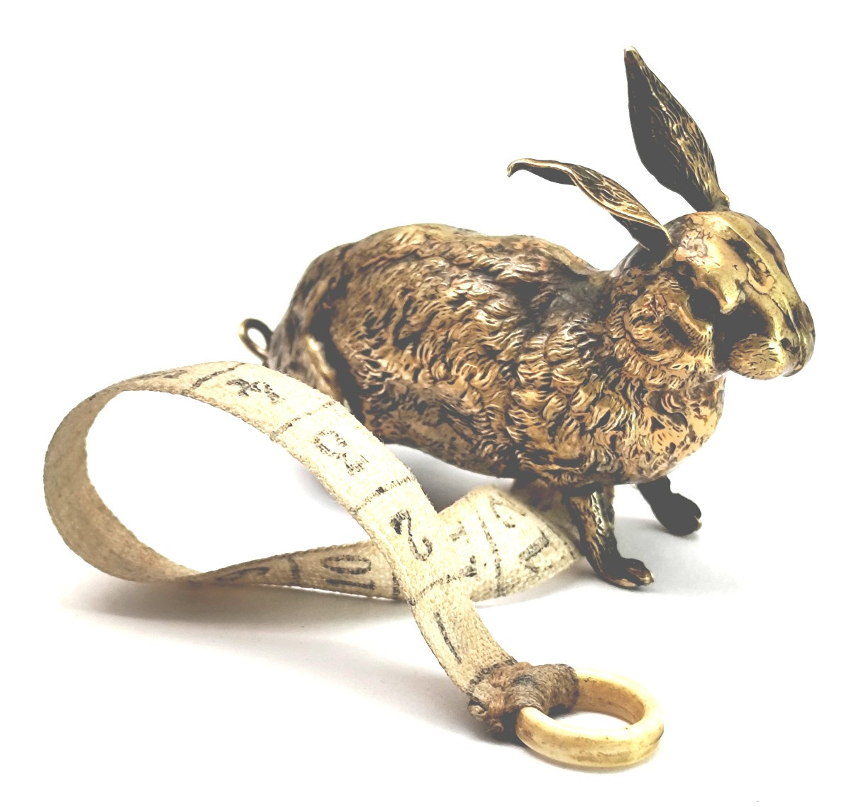 Rabbit-shaped Centimeter, Rare Late 19th-century Model, Stamped Brass