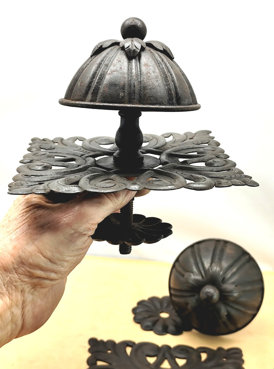 Wrought Iron: 2 Majestic Gate Knobs, Baroque Style, 19th Century-photo-2