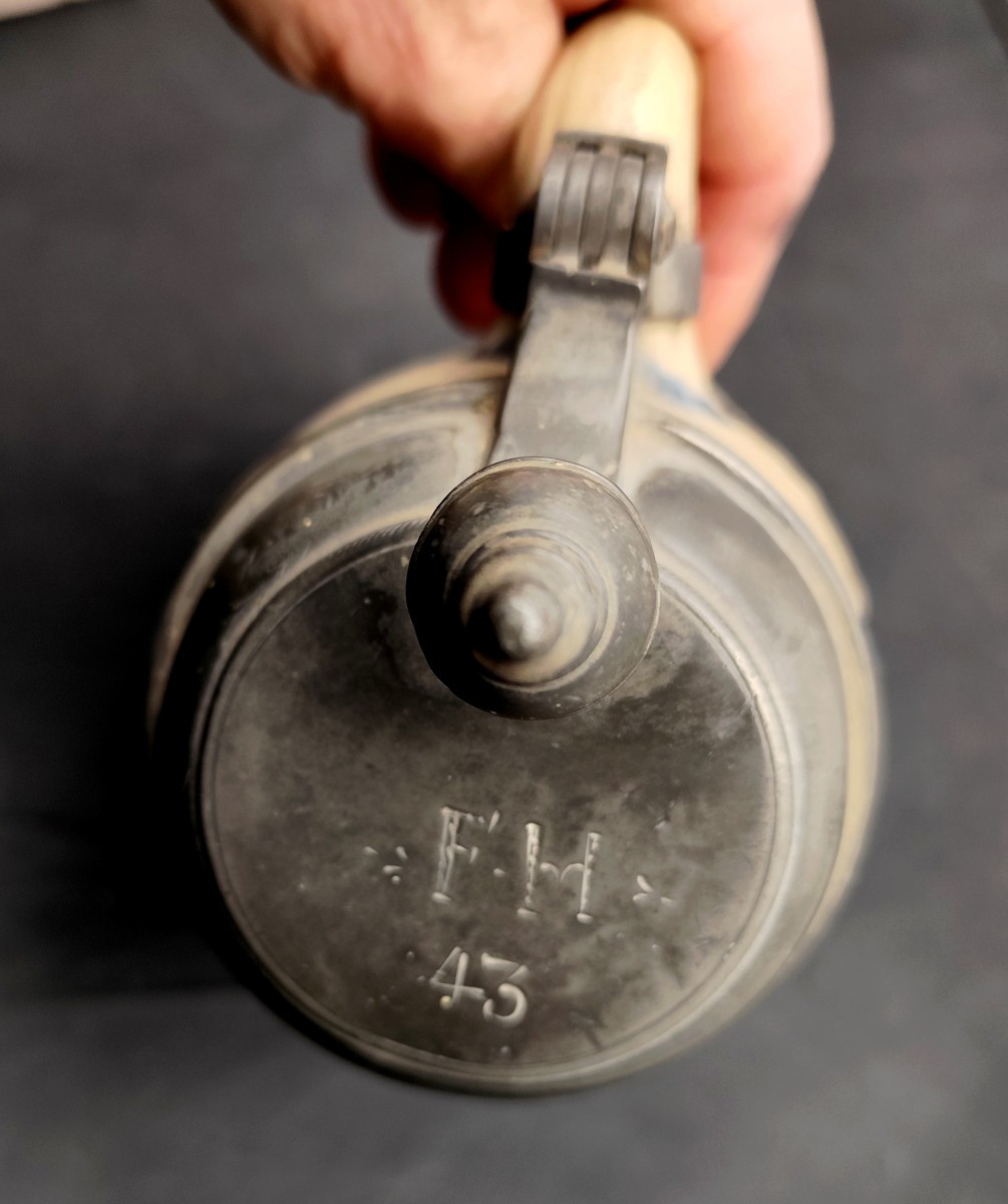 Westerwald, Beautiful Large Covered Tankard, Salt-glazed Stoneware, 18th Century, Good Condition-photo-2