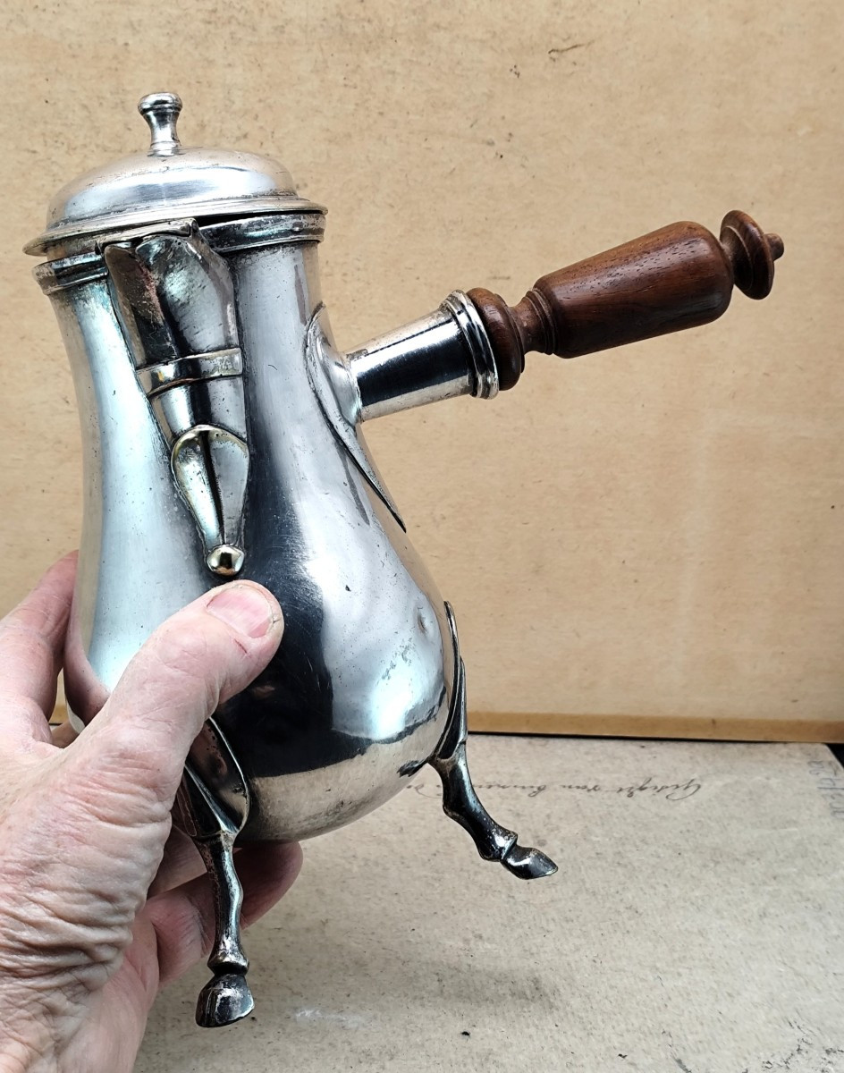 Louis XV Period Coffee Pot, Plated Metal Tripod Base, Good Condition-photo-1