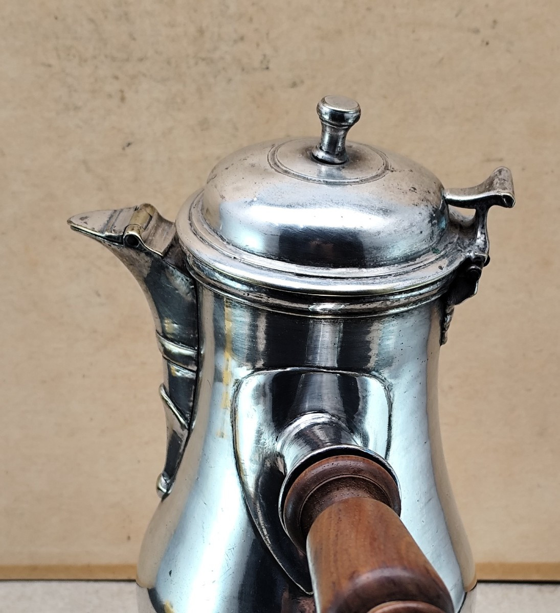 Louis XV Period Coffee Pot, Plated Metal Tripod Base, Good Condition-photo-4