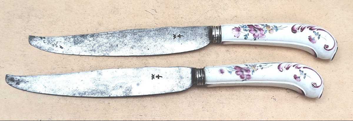 Two Beautiful Knives With Soft Dough Handles, 18th Century Good Condition-photo-2