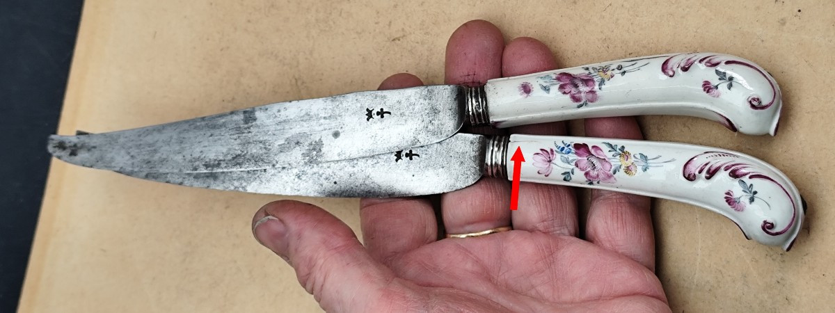 Two Beautiful Knives With Soft Dough Handles, 18th Century Good Condition-photo-4