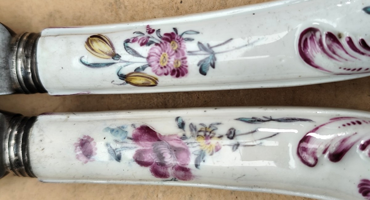 Two Beautiful Knives With Soft Dough Handles, 18th Century Good Condition-photo-1