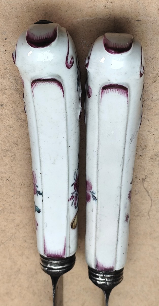 Two Beautiful Knives With Soft Dough Handles, 18th Century Good Condition-photo-2