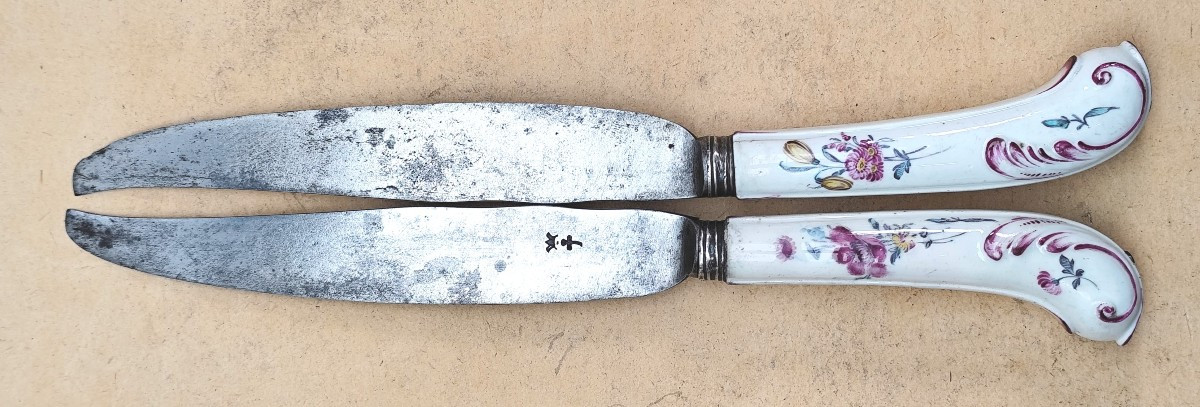 Two Beautiful Knives With Soft Dough Handles, 18th Century Good Condition-photo-3