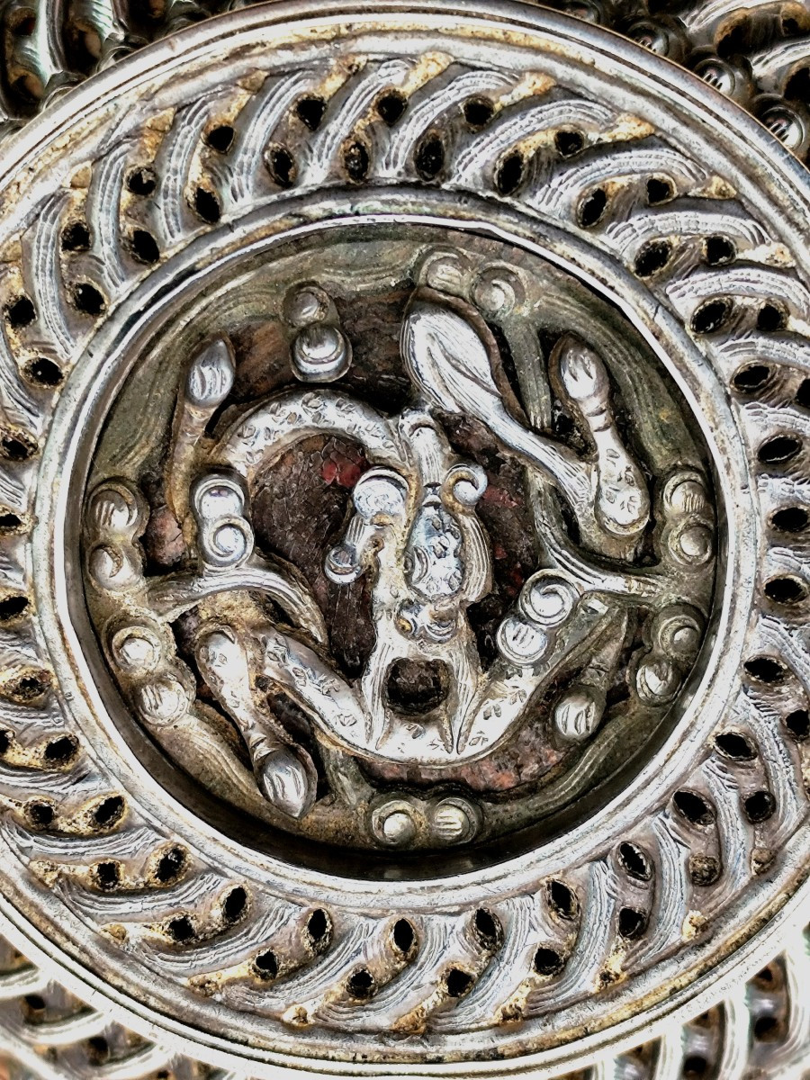 Précieux bol à Thé au Beurre de yack, bois garni d’argent Tibétain-photo-2