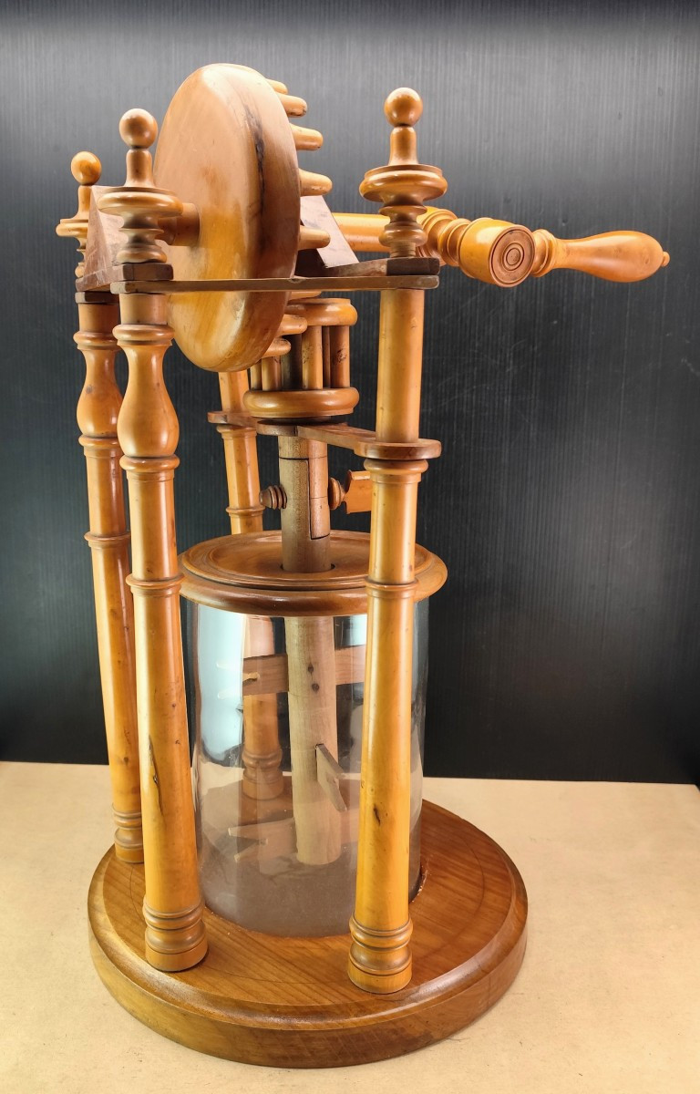 Turned Boxwood, Kitchen Churn, Beautiful, Louis Philippe Period -photo-2