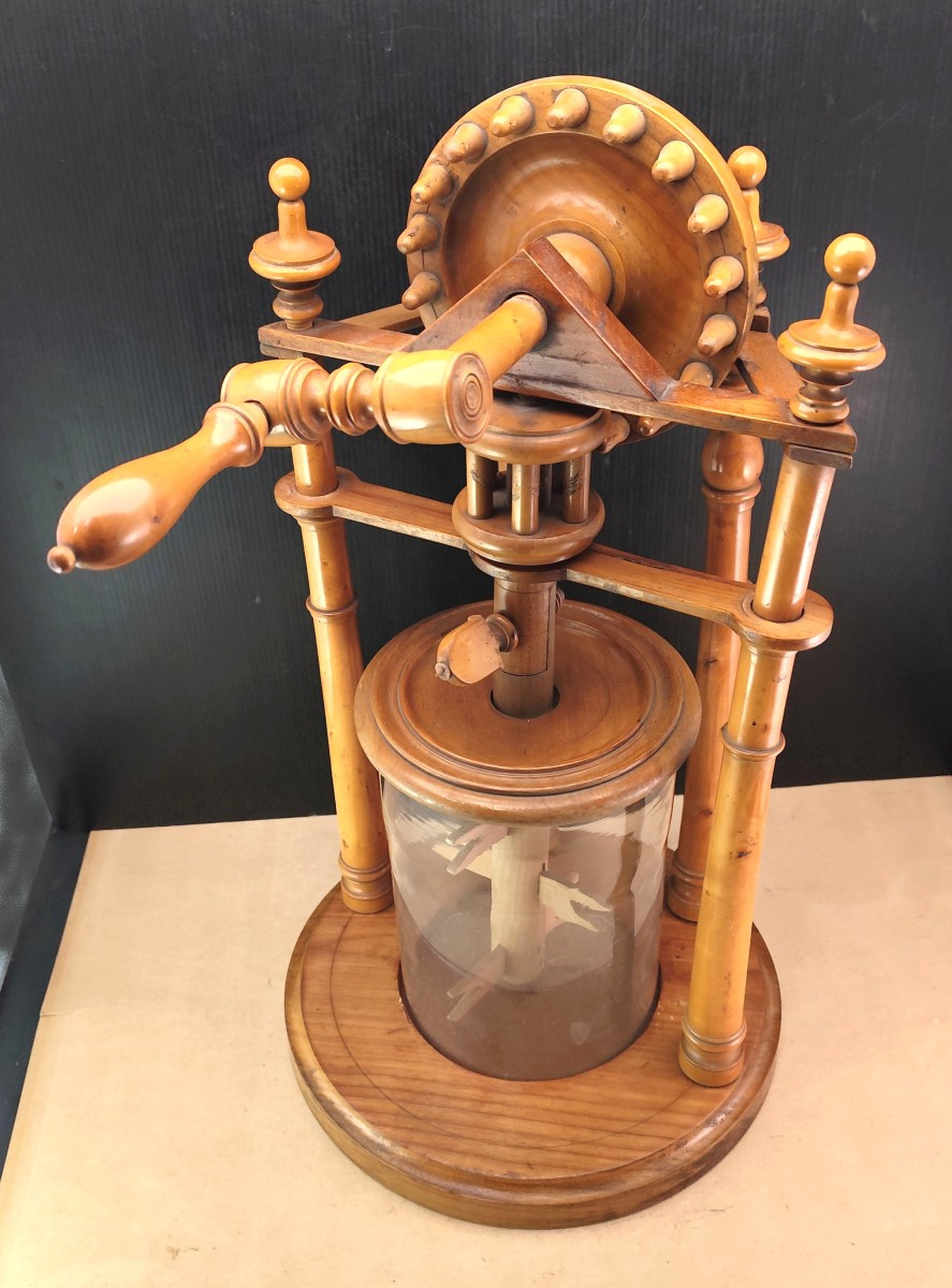Turned Boxwood, Kitchen Churn, Beautiful, Louis Philippe Period -photo-3