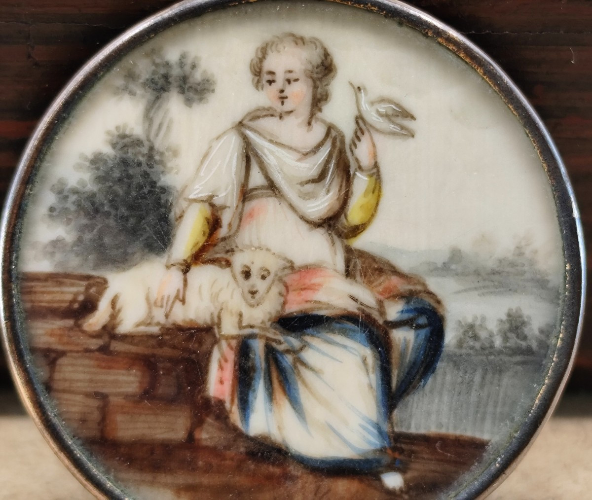 Museum: Illustrated Button From The Louis XVI Period, With Miniature, 36mm.-photo-4