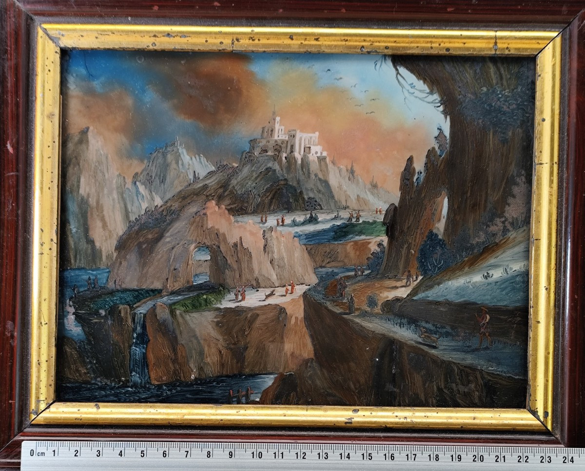 Fixé sous verre, Romantisme Allemand, 19e siècle, sujet Fantastique-photo-3