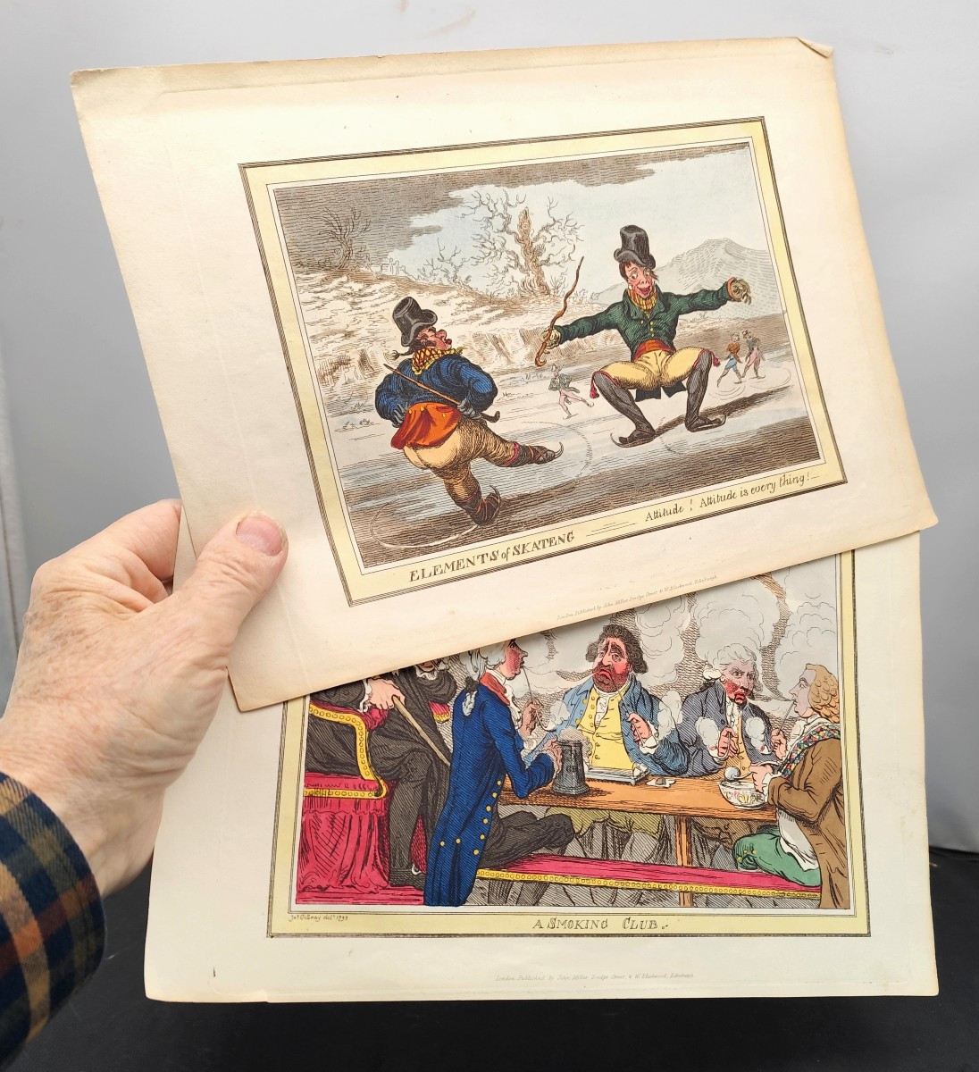 Deux belles caricatures sociales de James Gillray, publiées par Miller et Blackwood, début 19e -photo-3