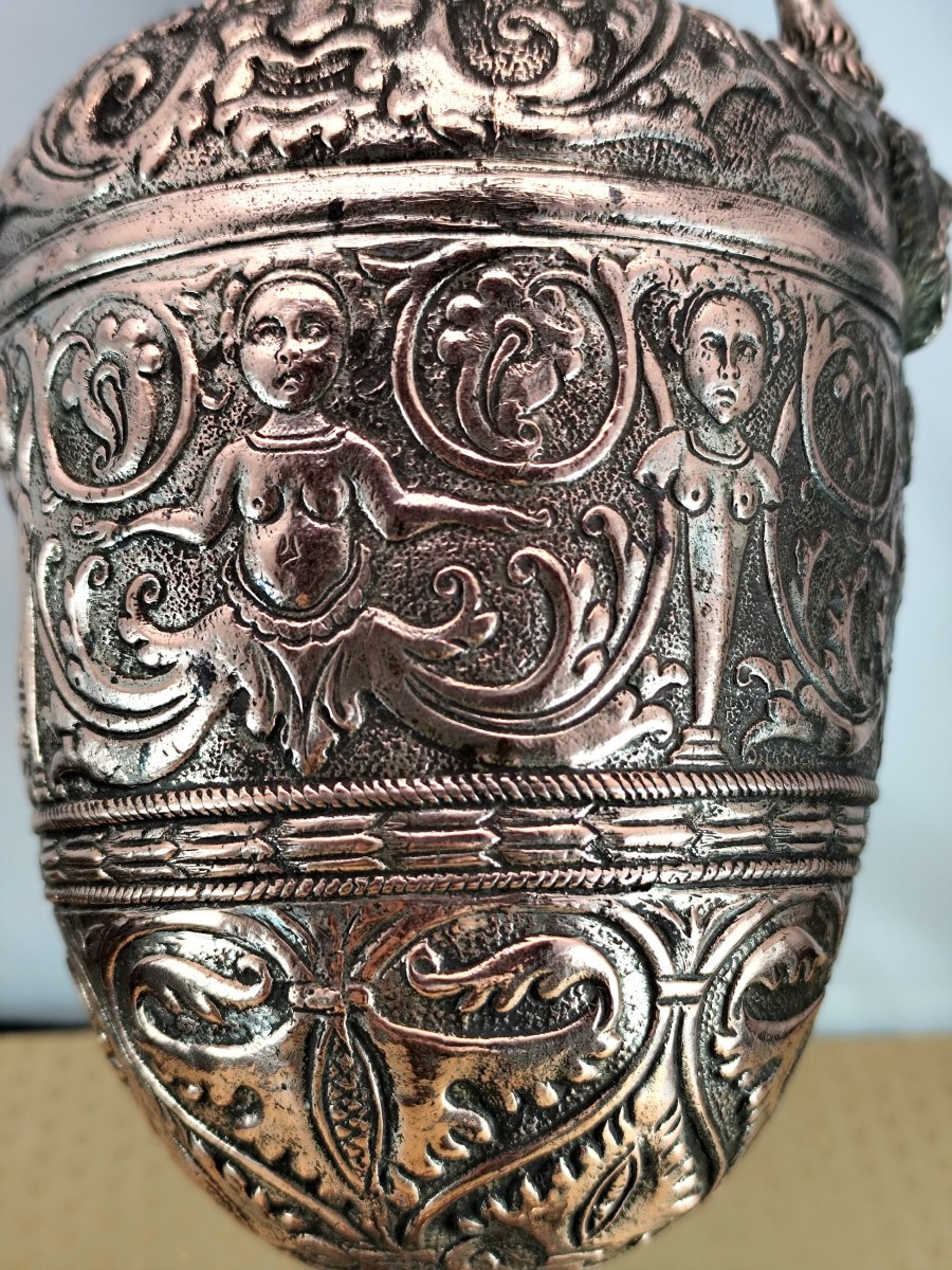 French Renaissance Style: Ewer, Copper-plated Pewter, 19th Century.-photo-2