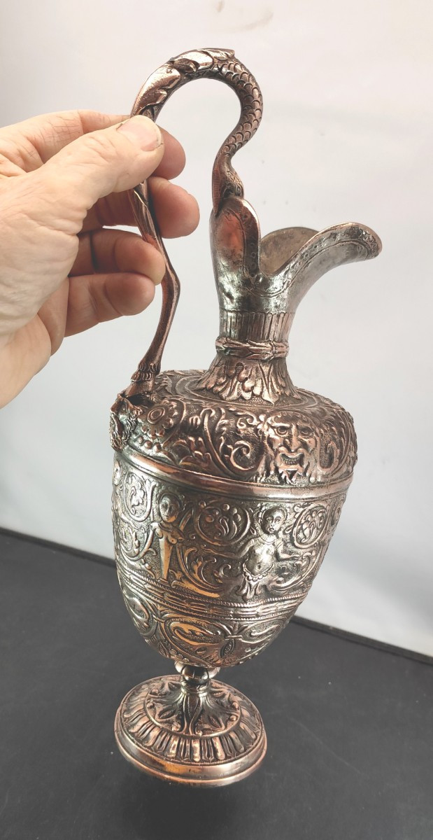 French Renaissance Style: Ewer, Copper-plated Pewter, 19th Century.-photo-4