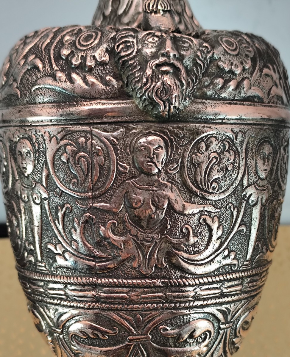 French Renaissance Style: Ewer, Copper-plated Pewter, 19th Century.-photo-3