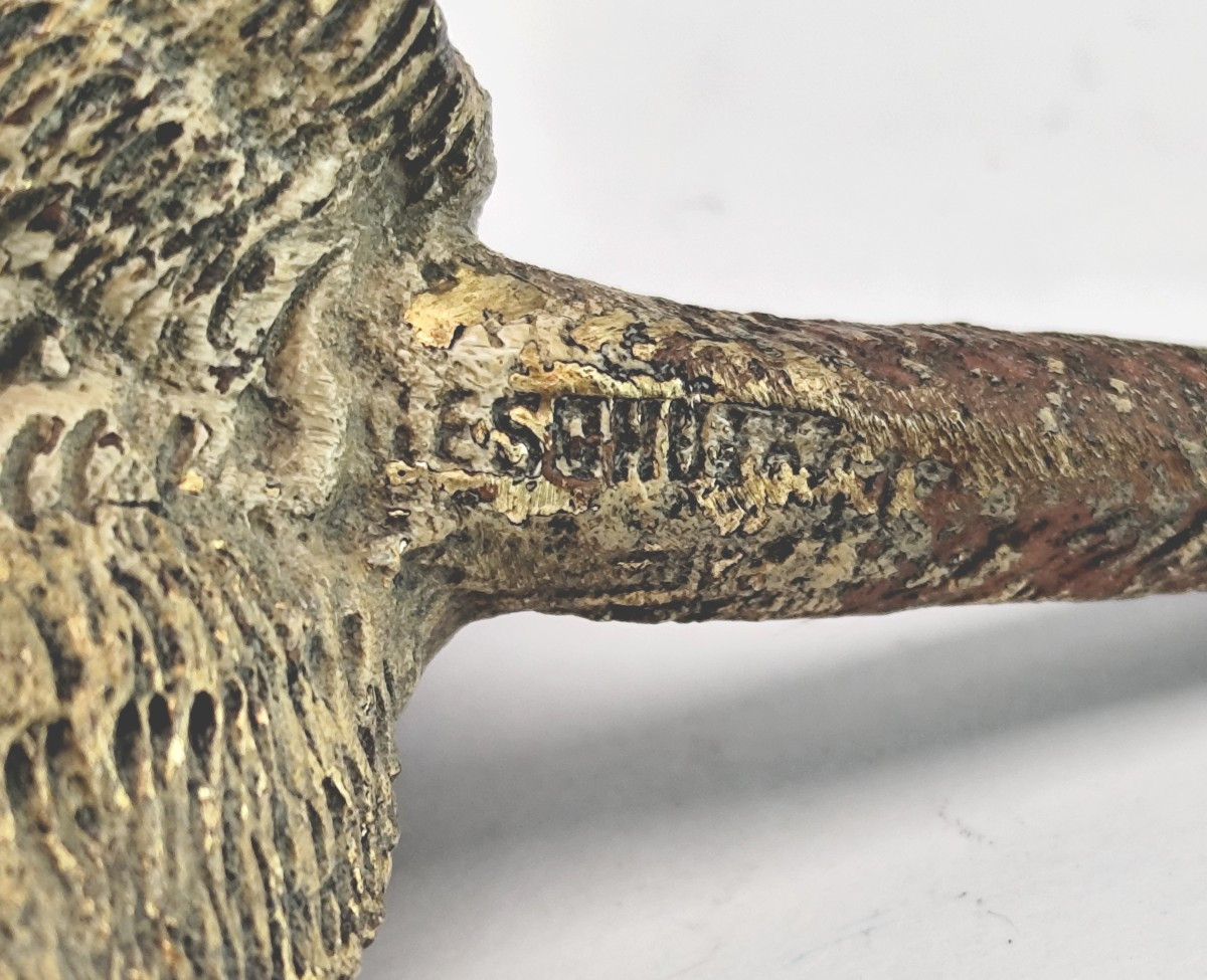 Painted Vienna Bronze Monkey , Marked, 19th Century, Pen Wiper-photo-4