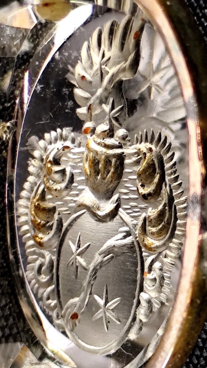 Beautiful Small Prism Seal, Rock Crystal ,coat Of Arms And 14k Gold, 18th Or 19th Century-photo-3