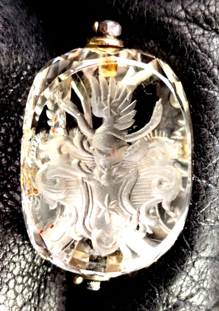 Beautiful Small Prism Seal, Rock Crystal ,coat Of Arms And 14k Gold, 18th Or 19th Century-photo-2