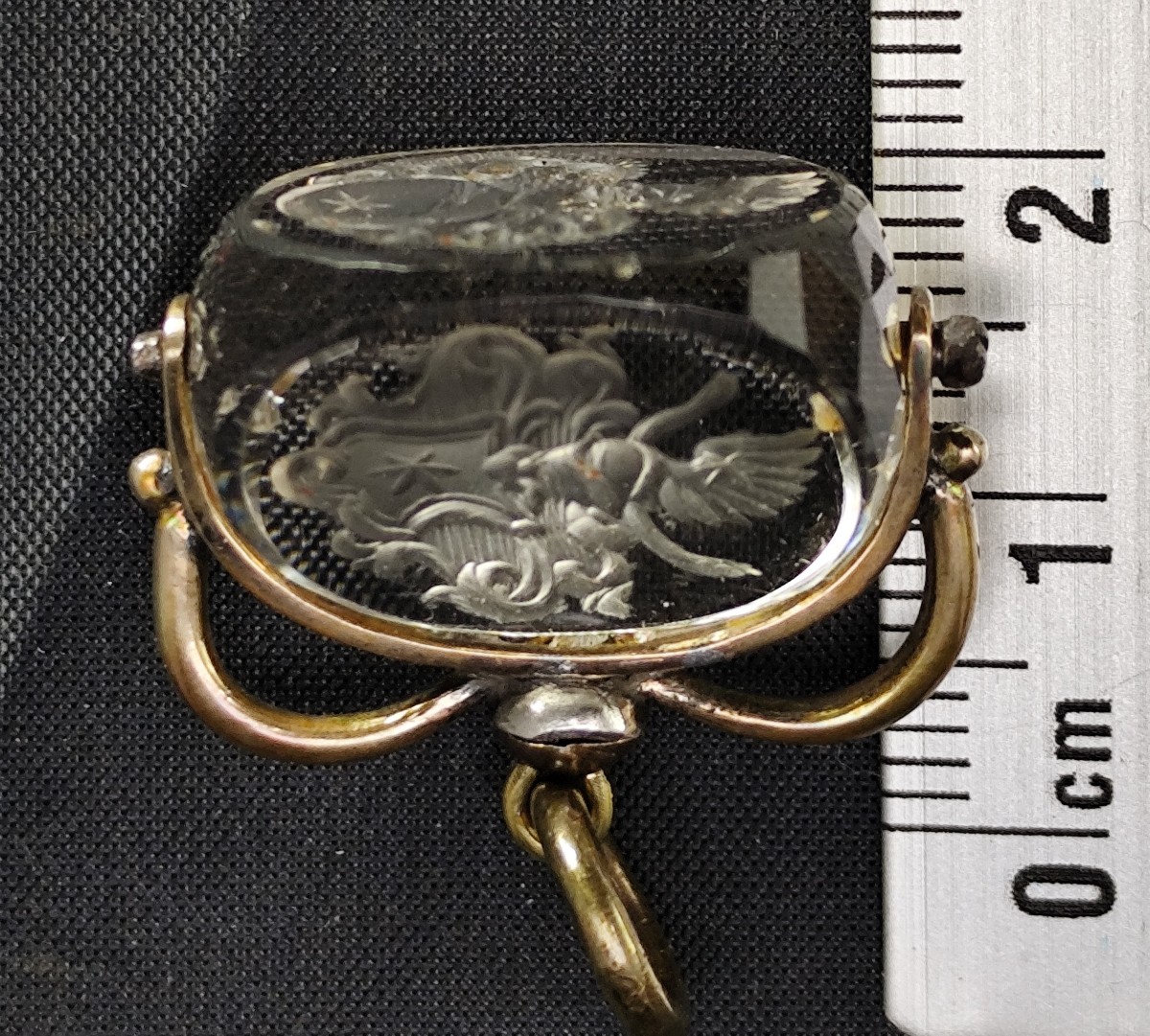 Beautiful Small Prism Seal, Rock Crystal ,coat Of Arms And 14k Gold, 18th Or 19th Century-photo-4
